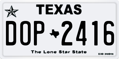 TX license plate DOP2416