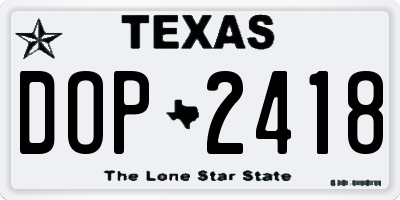 TX license plate DOP2418