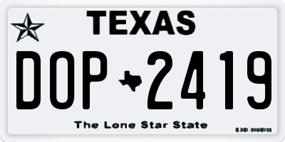 TX license plate DOP2419