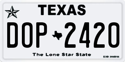 TX license plate DOP2420