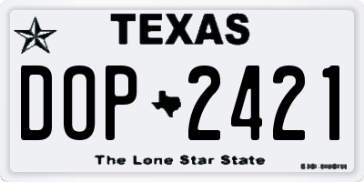 TX license plate DOP2421