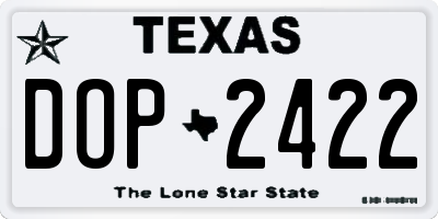 TX license plate DOP2422