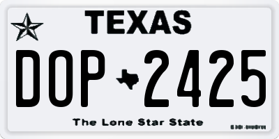 TX license plate DOP2425