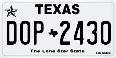 TX license plate DOP2430