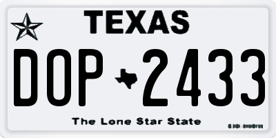 TX license plate DOP2433
