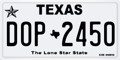 TX license plate DOP2450