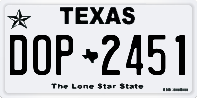 TX license plate DOP2451