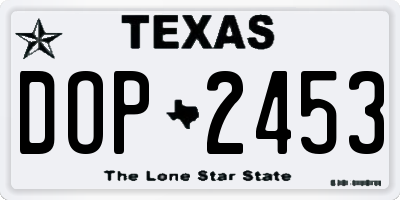 TX license plate DOP2453