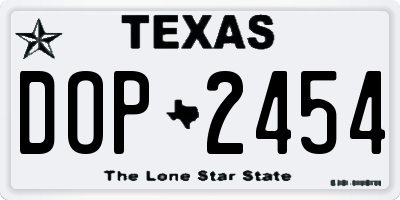 TX license plate DOP2454