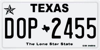 TX license plate DOP2455