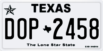 TX license plate DOP2458