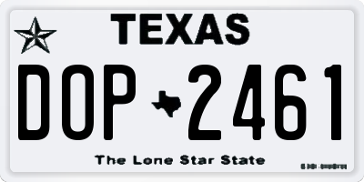 TX license plate DOP2461