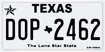 TX license plate DOP2462