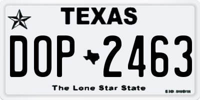 TX license plate DOP2463