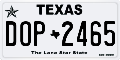 TX license plate DOP2465