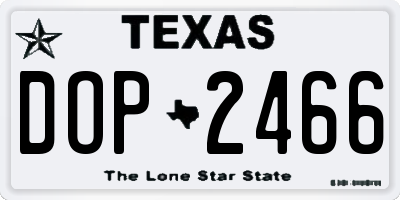TX license plate DOP2466