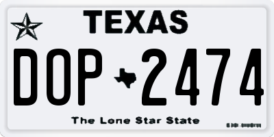 TX license plate DOP2474