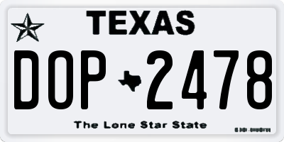 TX license plate DOP2478