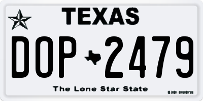 TX license plate DOP2479