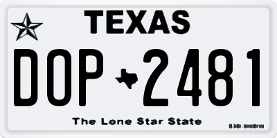 TX license plate DOP2481