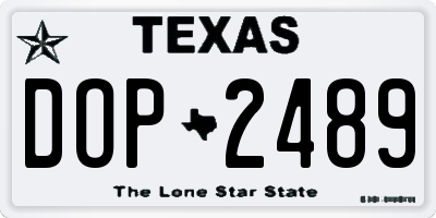 TX license plate DOP2489