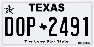 TX license plate DOP2491