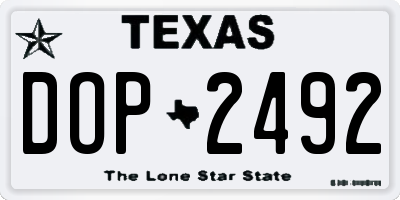 TX license plate DOP2492