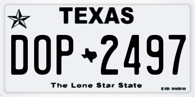 TX license plate DOP2497