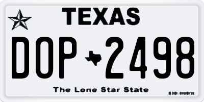 TX license plate DOP2498