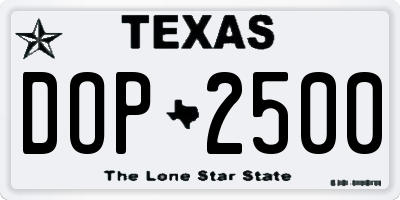 TX license plate DOP2500