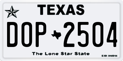 TX license plate DOP2504