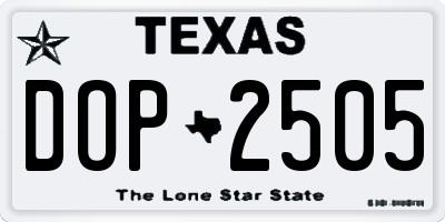 TX license plate DOP2505