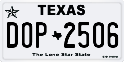 TX license plate DOP2506