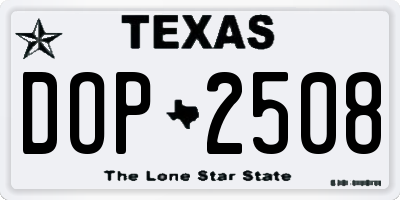 TX license plate DOP2508