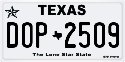 TX license plate DOP2509