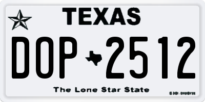 TX license plate DOP2512