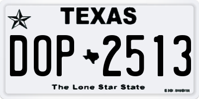 TX license plate DOP2513