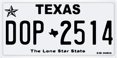 TX license plate DOP2514