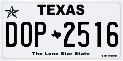 TX license plate DOP2516