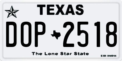 TX license plate DOP2518