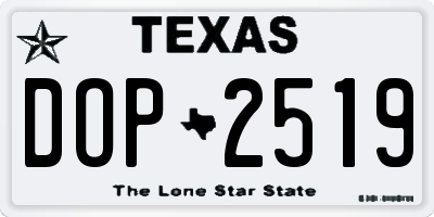 TX license plate DOP2519