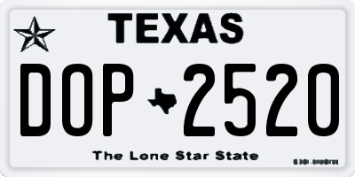 TX license plate DOP2520