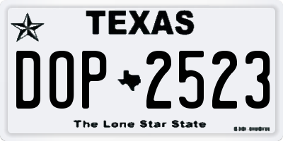 TX license plate DOP2523