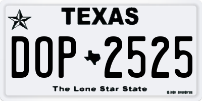 TX license plate DOP2525