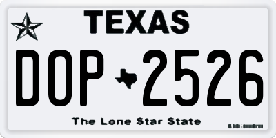 TX license plate DOP2526