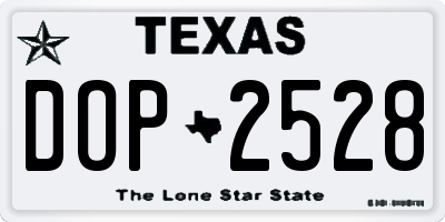 TX license plate DOP2528