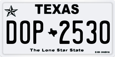 TX license plate DOP2530