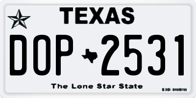 TX license plate DOP2531