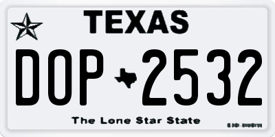 TX license plate DOP2532