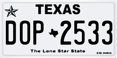 TX license plate DOP2533